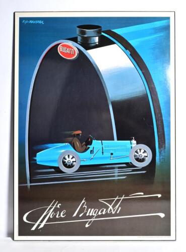 BUGATTI: A 'Ettore Bugatti' poster on black board by FIX-MASSEAU.