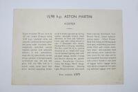 15/98: An original 1939 Aston Martin 15/98 specification card. - 2