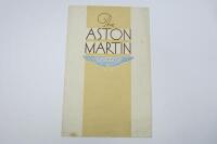 ASTON MARTIN: A paper sales brochure detailing early series Aston Martin motor cars.