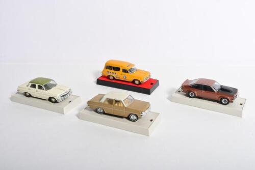 HOLDEN: Four Holden models by TRAX (TOP GEAR). Holden LX Torana SS A9X Hatch & EJ sedans, panel van