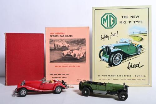 MOTORING: A collection of differing motor car related items. 1:24 scale Franklin Mint 1935 Mercedes-Benz 500K Special Roadster & 'MG THE NEW M.G. 'P' TYPE Safety fast!, Speed' tin sign
