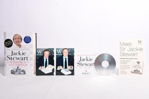STEWART: 'Jackie Stewart - WINNING IS NOT ENOUGH' autobiography. Hardcover. Title page signed by Sir Jackie Stewart. With DVD