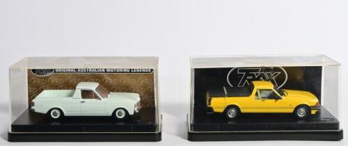 FORD: Two Ford Falcon ute models by TRAX. XW Falcon Ute (TR66B) & XD Falcon Utility (TR69). Boxed