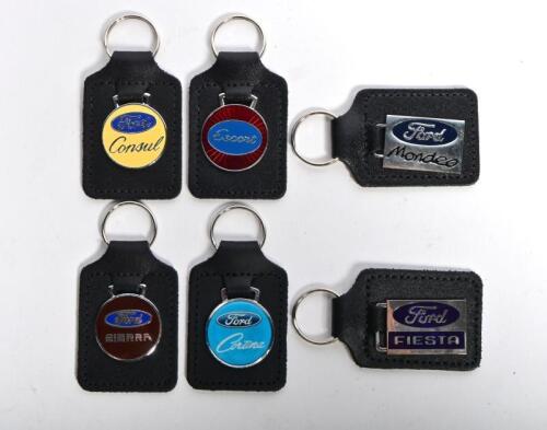 KEYRINGS: Six keyrings for various Ford models including 'Consul', 'Cortina', 'Escort', 'FIESTA', 'MONDEO', 'SIERRA'