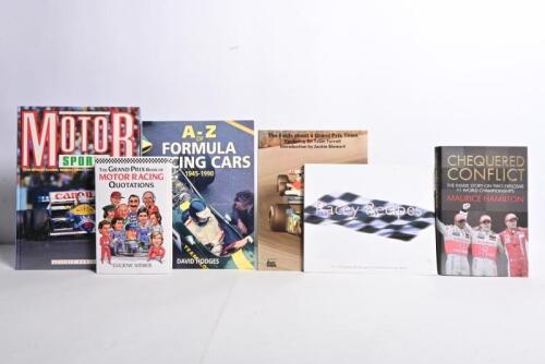 GRAND PRIX: A group of books related to Grand Prix racing. 'The Facts about a Grand Prix Team, Featuring Elf Team Tyrrell' by Barrie Gill