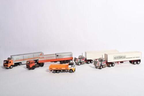 TRUCK DIECAST: A group of five truck models by Conrad, Hongwell, NZG. Freightliner & Mercedes-Benz trucks
