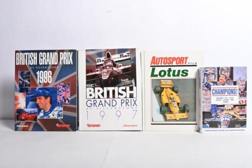 BRITISH F1: Four hardcover books detailing Britain in F1. 'AUTOSPORT FILE LOTUS' hardcover book