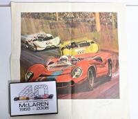 MOTOR RACING: Two interesting motor racing items. Motor racing print & '40 YEARS OF GRAND PRIX WINS McLAREN 1968 - 2008' Limited Edition box set - numbered '0043' - 2