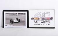 MOTOR RACING: Two interesting motor racing items. Motor racing print & '40 YEARS OF GRAND PRIX WINS McLAREN 1968 - 2008' Limited Edition box set - numbered '0043' - 3