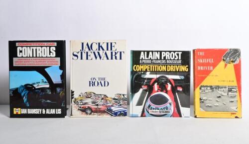 DRIVING: Four hardcover books detailing road and race driving techniques. 'COMPETITION DRIVING' by Alain Prost & Pierre-Francois Rousselot