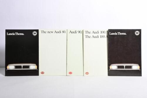 EUROPEAN CAR BROCHURES: Five European car sales brochures by Audi and Lancia. Lancia Thema sales brochures