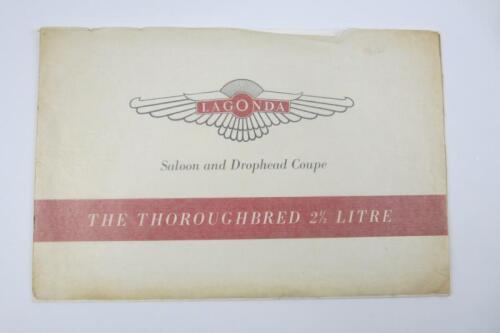 LAGONDA: An original Lagonda Saloon and Drophead Coupe 2.5 Litre sales brochure.