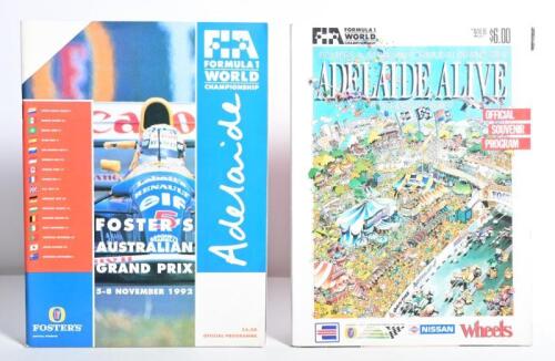 AUSTRALIAN GRAND PRIX: Two Australian Grand Prix, Adelaide Official Programmes. 1987 & 1992 Official Programmes