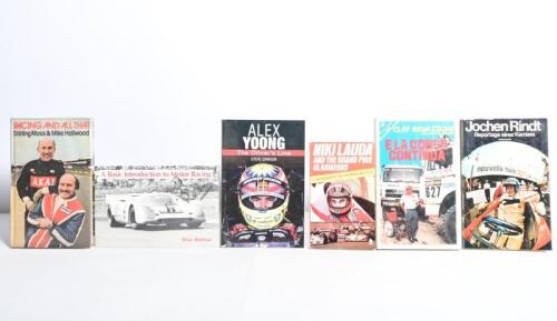 GRAND PRIX DRIVERS: A collection of six books related to various Grand Prix drivers. 'A Basic Introduction to Motor Racing' softcover book by Brian Redman. Brian Redman signature to front cover