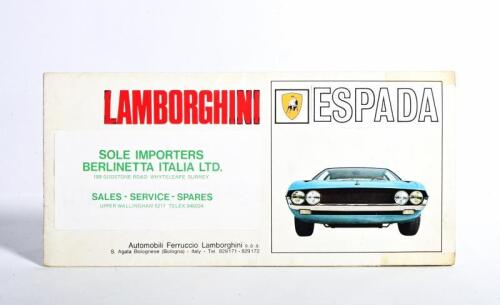 LAMBORGHINI: An original Lamborghini Espada sales brochure. Circa 1970's