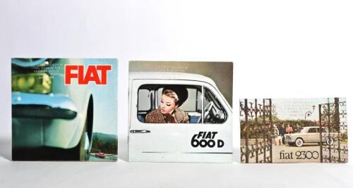 FIAT: Three original Fiat sales brochures. Fiat 600 D (edition no.2184), Fiat fold-out model range sales brochure (Edition n.2194) & Fiat 2300 "de luxe" small format fold-out sales brochure (Edition no.2123). Circa 1950's/1960's