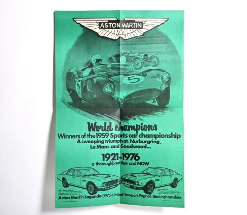 ASTON MARTIN: A superb and original 1976 'ASTON MARTIN, World Champions, 1921-1976 a thoroughbred then and NOW' poster