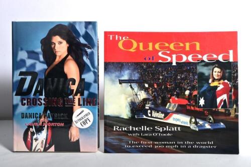 WOMEN IN MOTORSPORT: Two books covering women in motorsport. 'DANICA CROSSING THE LINE' hardcover book. Danica Patrick signature