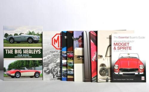 ENGLISH CARS: A collection of softcover books detailing English marques. ASTON MARTIN, AUSTIN HEALEY, MG, WOLSELEY books