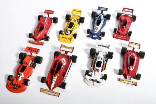 POLISTIL F1: A group of 1:41 scale Polistil F1. Ferrari, Brabham Alfa Romeo BT 45 C, March 751, Renault RS01 models