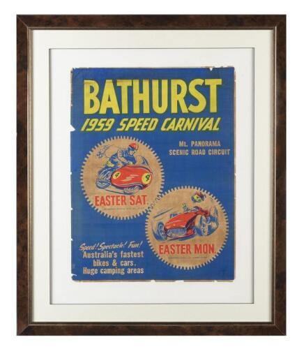 BATHURST: A rare original 'BATHURST 1959 SPEED CARNIVAL' promotional poster. Excellent