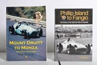 AUSTRALIAN MOTOR RACING: Two books detailing Australian motor racing. 'Phillip Island to Fangio - The History of the Light Car Club of Australia' hardcover book by Bob Watson & 'MOUNT DRUITT TO MONZA - Motor Racing on a Shoestring Budget' softcover book