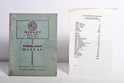 M.G: A 1957 edition of 'The M.G MIDGET (Series "TD") (Series "TF") WORKSHOP MANUAL' as issued by THE M.G. CAR COMPANY LTD