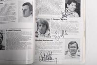 AUTOCOURSE: A 1979-80 edition of 'AUTOCOURSE' with superb collection of Formula 1 Grand Prix drivers and associated personnel. Colin Chapman, Patrick Depailler, Gilles Villeneuve, John Watson. Superb signature set - 9
