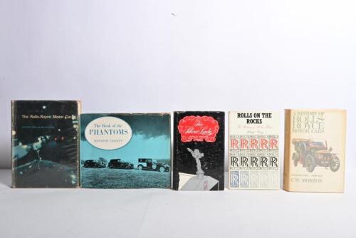 ROLLS-ROYCE: A collection of five period hardcover books detailing Rolls-Royce motor cars. 'The Book of the PHANTOMS' by Kenneth Ullyett,