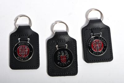 KEYRINGS: Three English marque and model keyrings. 'AUSTIN', 'AUSTIN HEALEY', 'AUSTIN HEALEY SPRITE' keyrings