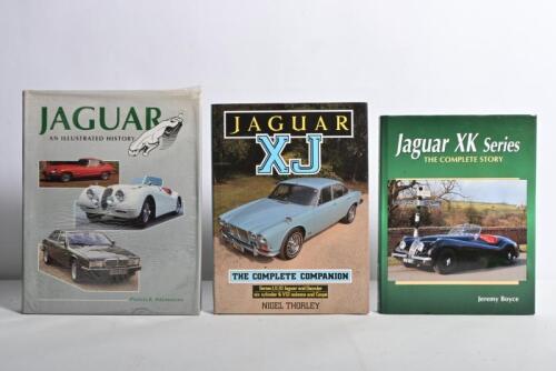 JAGUAR: Three Jaguar related hardcover books. 'Jaguar XK Series - THE COMPLETE STORY' by Jeremy Boyce