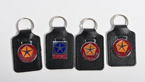 KEYRINGS: Four keyrings for British marques and models. 'HILLMAN' & 'HILLMAN HUNTER' keyrings