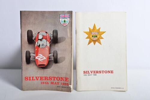 SILVERSTONE: Two original Silverstone Official Programmes. 'SILVERSTONE 15th MAY 1965' & 'SILVERSTONE 14th MAY 1966' Programmes (Sir Jack Brabham Championship winning year)