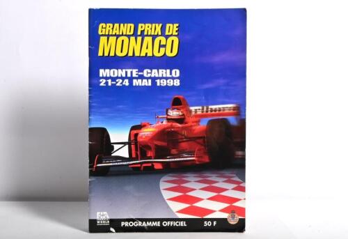 MONACO: A 'GRAND PRIX DE MONACO, MONTE-CARLO 21-24 MAI 1998' Official Programme. Programme signed by Mika Hakkinen & Olivier Panis