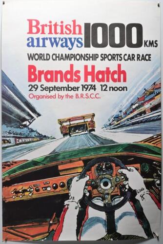 BRANDS HATCH: An original 'British airways 1000 KMS, WORLD CHAMPIONSHIP SPORTS CAR RACE, Brands Hatch, 1974' promotional poster