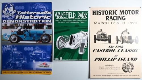 HISTORIC RACING: Three promotional posters for Australian Historic Racing events. 2001 'Tattersall's Historic DEMONSTRATION, QANTAS AUSTRALIAN GRAND PRIX MELBOURNE 1 -4 MARCH' poster