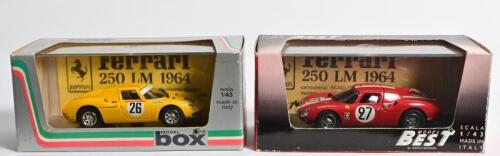 FERRARI: Two 1:43 scale Ferrari 250 LM models. MODEL box Ferrari 250 LM "Le Mans 65" (8436) & MODEL BEST Ferrari 250 LM "LE MANS 65" (9025)