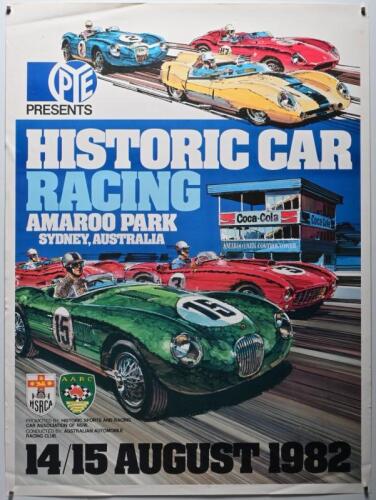 AMAROO PARK: A 'HISTORIC CAR RACING, AMAROO PARK, SYDNEY, AUSTRALIA, 14/15 AUGUST 1982' promotional poster