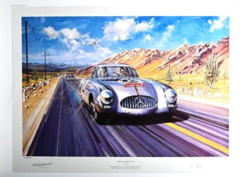 CARRERA PANAMERICANA: A Nicholas Watts print - "CARRERA PANAMERICANA 1952". L.E 400/500. Print signed by Karl Kling