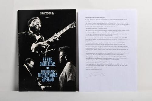 JAZZ / BB KING: A autographed&nbsp;programme from Philip Morris' Superband&nbsp;1991 jazz world tour, inlcuding&nbsp;signatures of BB King, Diane Reeves, Ray Brown, Kenny Burell and Harry 'Sweets' Edison