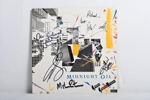 MIDNIGHT OIL: A 10,9,8,7,6,5,4,3,2,1 Midnight Oil CBS vinyl album, personally inscribed and signed by five members
