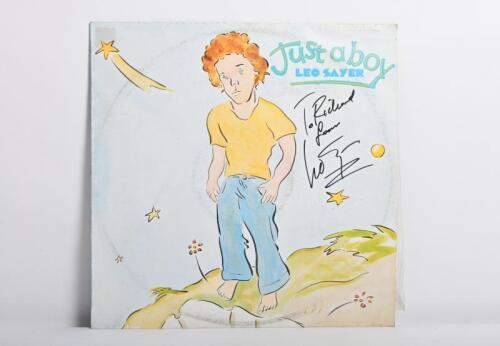 LEO SAYER: A Leo Sayer 'Just a Boy' Chrysalis vinyl album, personally inscribed and signed by Leo Sayer on album cover and on cover of pamphlet