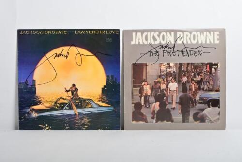 JACKSON BROWNE: Two Jackson Browne vinyl albums, 'The Pretender' and 'Lawyers in Love' both autographed by Jackson Browne on cover