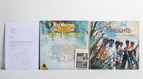 THE TWILIGHTS/ RICK WAKEMAN: Two autographed vinyls, The Twilights 'Time Motion Study Man' and Rick Wakeman 'Journey to the centre of the earth' both vinyls autographed on cover