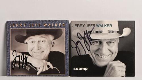 JERRY JEFF WALKER: Two Jerry Jeff Walker CDs 'Scamp' and 'Gonzo Stew' autographed on covers