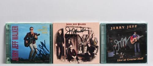 JERRY JEFF WALKER: Three Jerry Jeff Walker CDs 'Country Rain', 'Live at Gruene Hall' and 'iVivva Luckenbach!' autographed on cover
