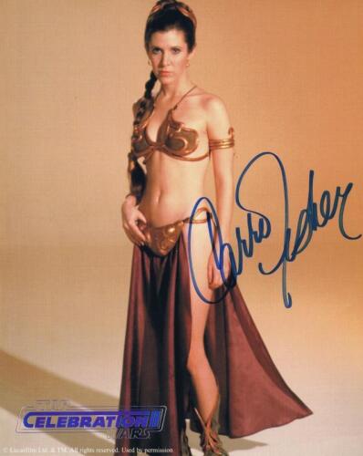 STAR WARS: A Star Wars Celebration II picture card of Princess Leia. Autographed by Carrie Fisher, with COA