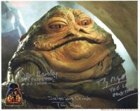 STAR WARS: A Star Wars Celebration III colour picture of Jabba The Hutt autographed by Dave Barclay, Tim Rose and Toby Philpott with COAs for each signature