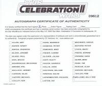 STAR WARS: A Star Wars Celebration II picture card of Lando Calrissian autographed by Billy Dee Williams. With numbered COA - 3