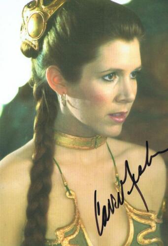 STAR WARS: A colour Star Wars Return of The Jedi Post Card Depicting Princess Leia, autographed by Carrie Fisher